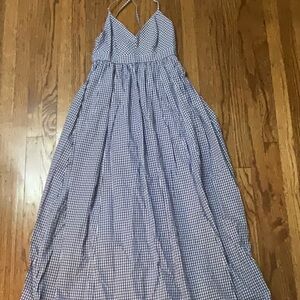 long blue plaid J CREW maxi dress